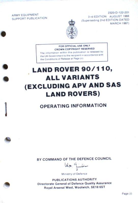 Land Rover 90/ 110 Operating Hand Book