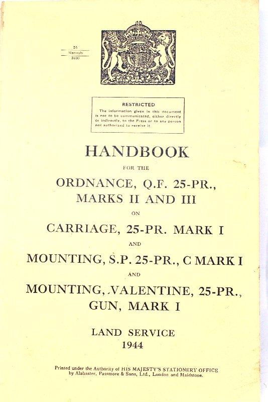 25 Pounder Ordnance  Handbook