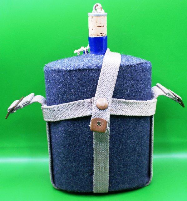 British Water Bottle with Canvas Carrier and Cork