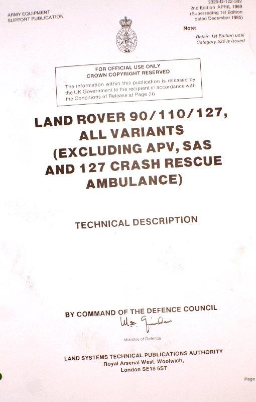 Land Rover 90 / 110 /127 Technical Discription.and Failure Diagnosis Manual.
